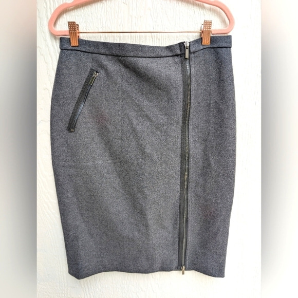 J. Crew Charcoal Gray 100% Wool Zip Pencil Skirt Women's Size 8 - Picture 1 of 5